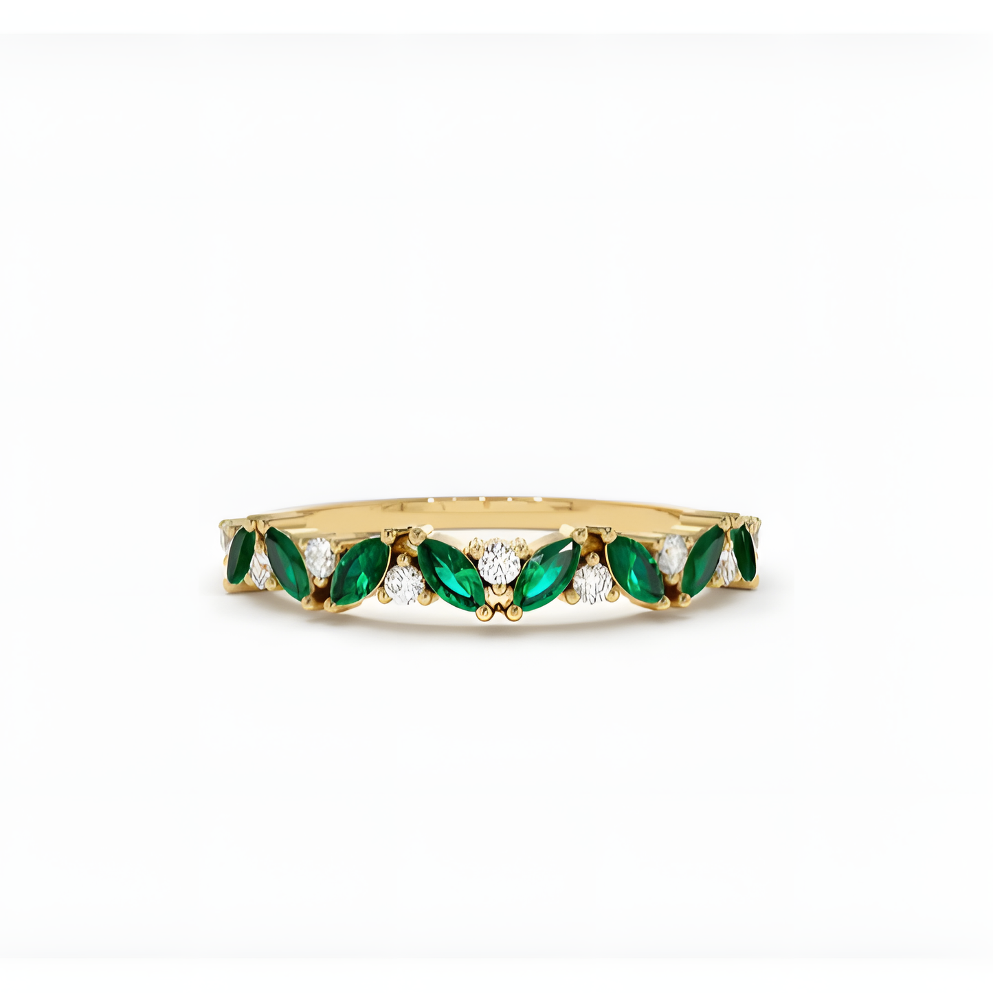 Emerald Zircon Flow of Love Golden Ring
