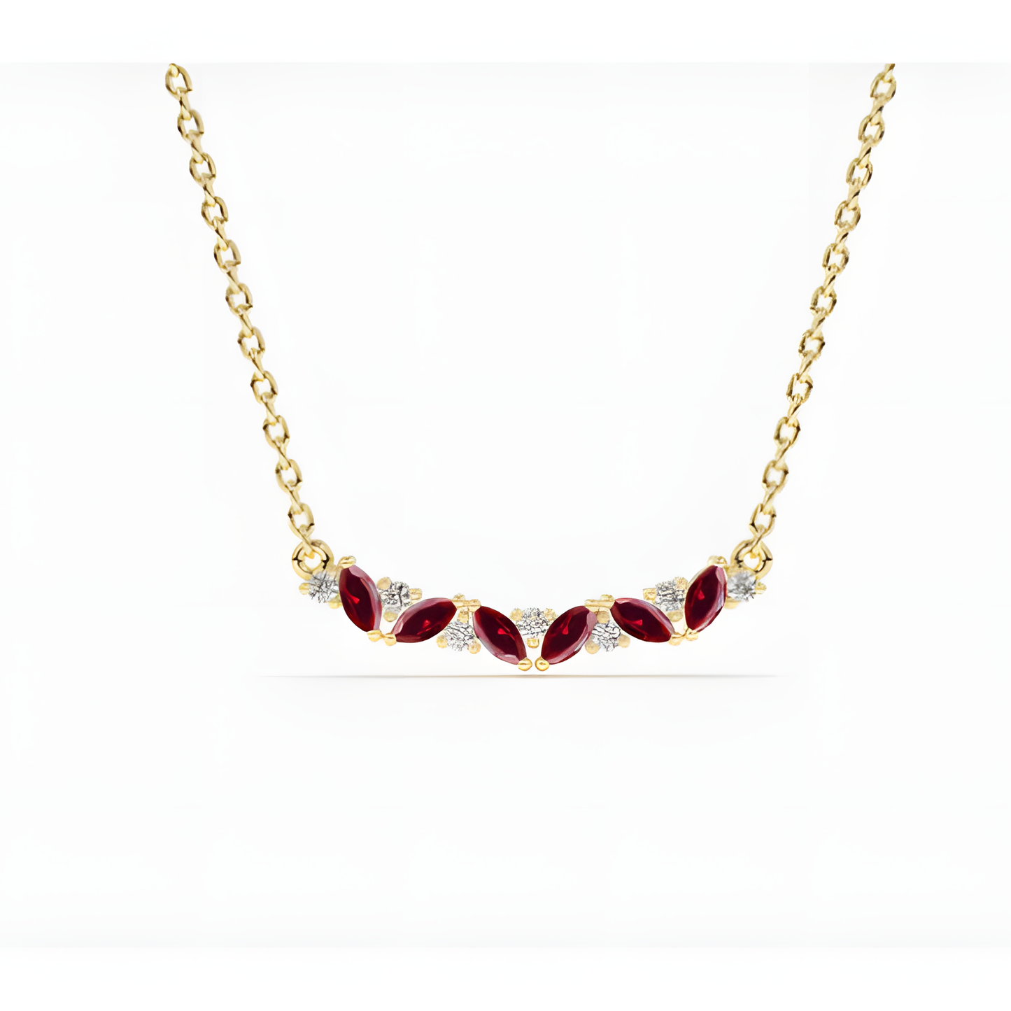 Radiant Ruby Marquise Golden Necklace