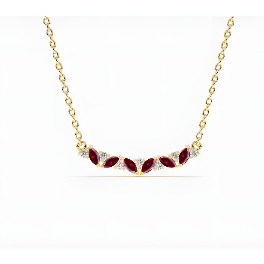 Radiant Ruby Marquise Golden Necklace