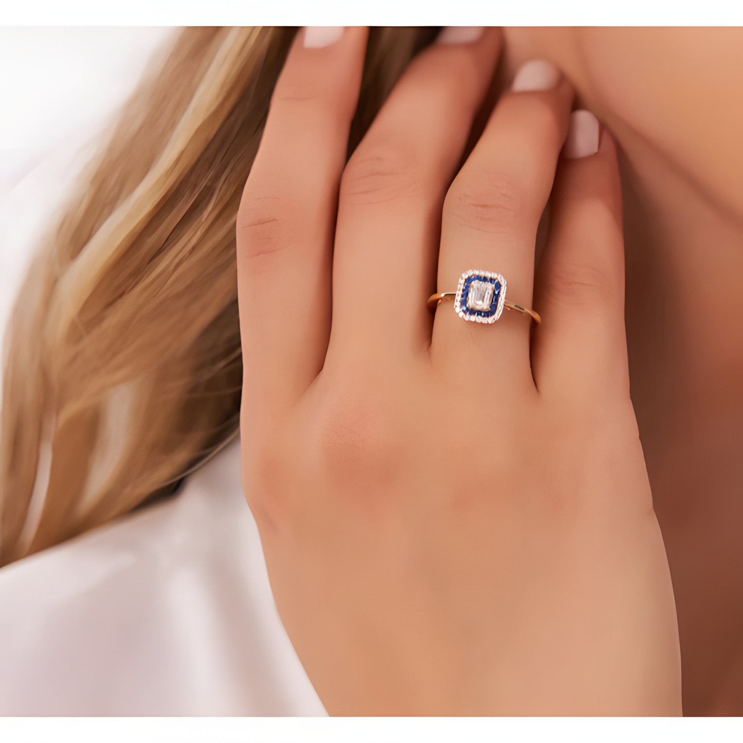 Sapphire Serenity Zircon Silver Ring