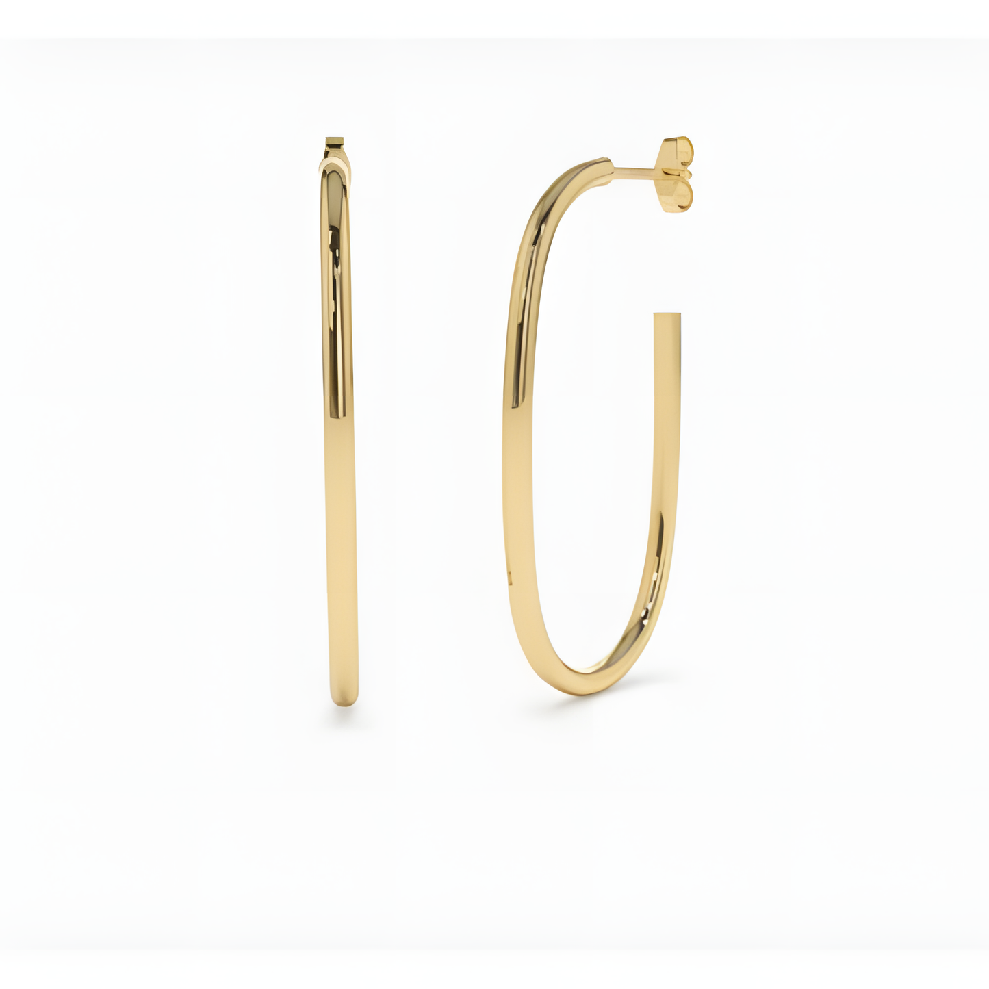 Sleek Crescent Sterling Silver Half-Circle Gold Hoop Earring