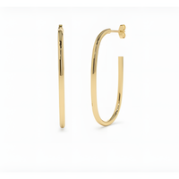 Sleek Crescent Sterling Silver Half-Circle Gold Hoop Earring