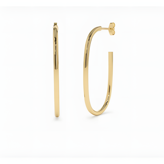 Sleek Crescent Sterling Silver Half-Circle Gold Hoop Earring