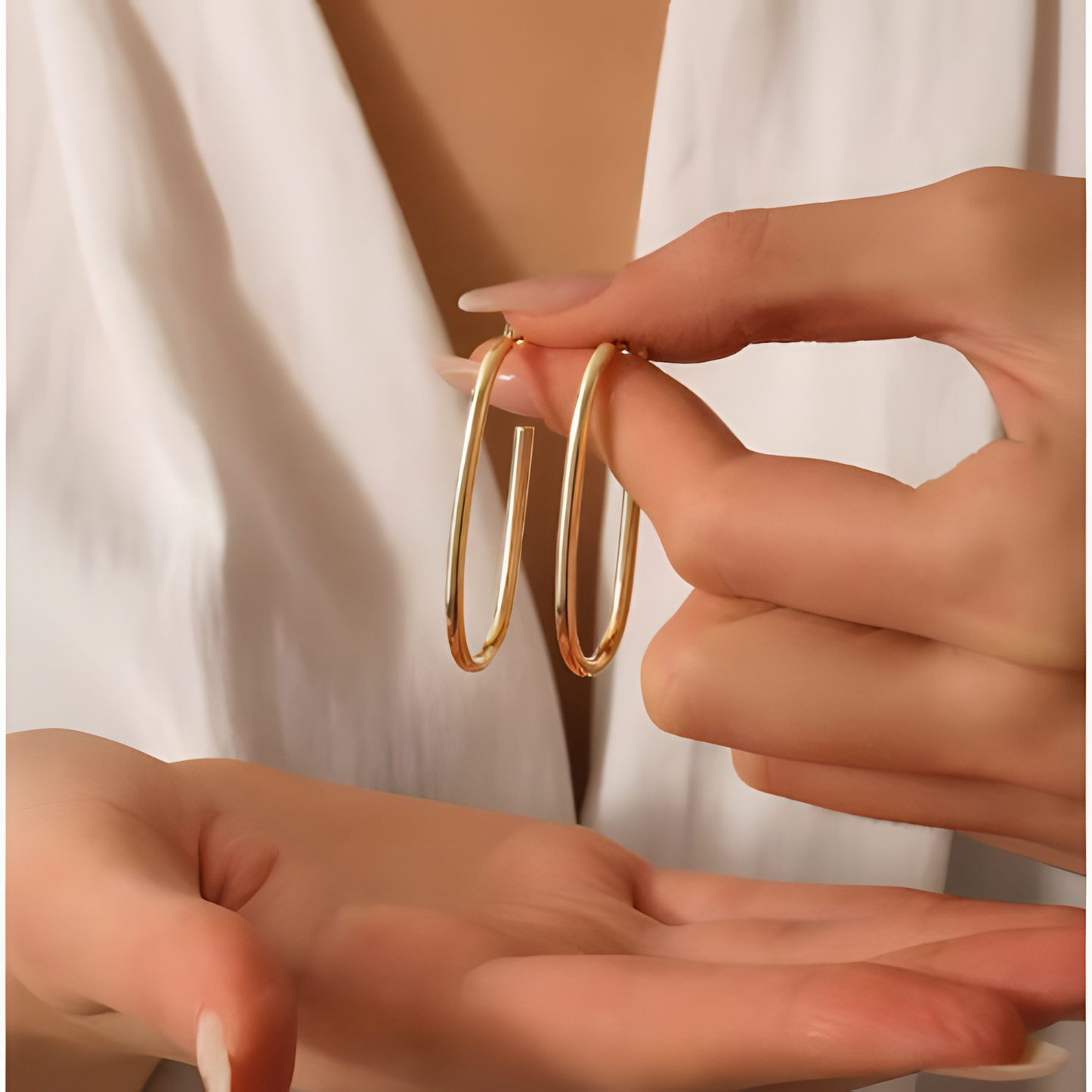 Sleek Crescent Sterling Silver Half-Circle Gold Hoop Earring