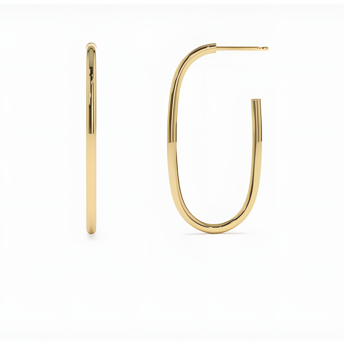 Sleek Crescent Sterling Silver Half-Circle Gold Hoop Earring