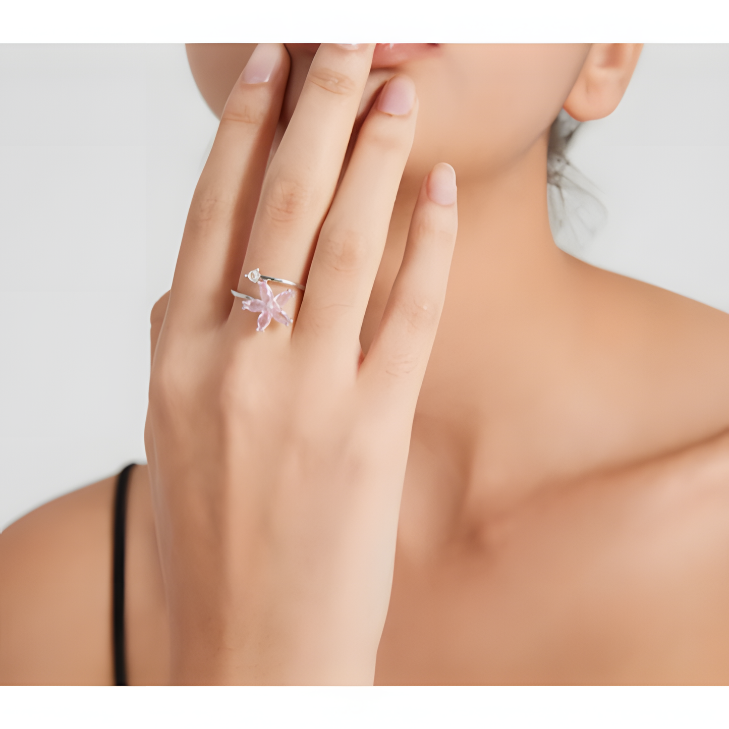 Zircon Ethereal Floral Silver Ring