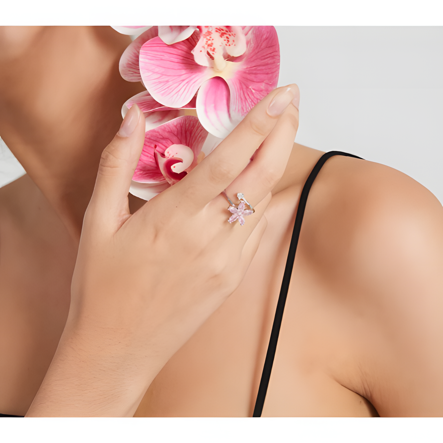 Zircon Ethereal Floral Silver Ring