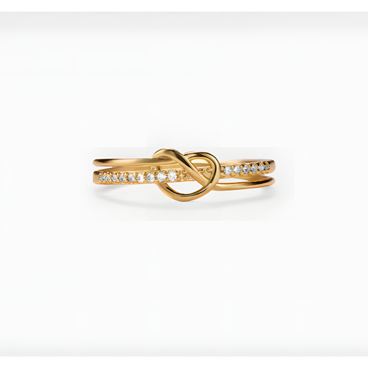 Zircon Love Knot Golden Ring