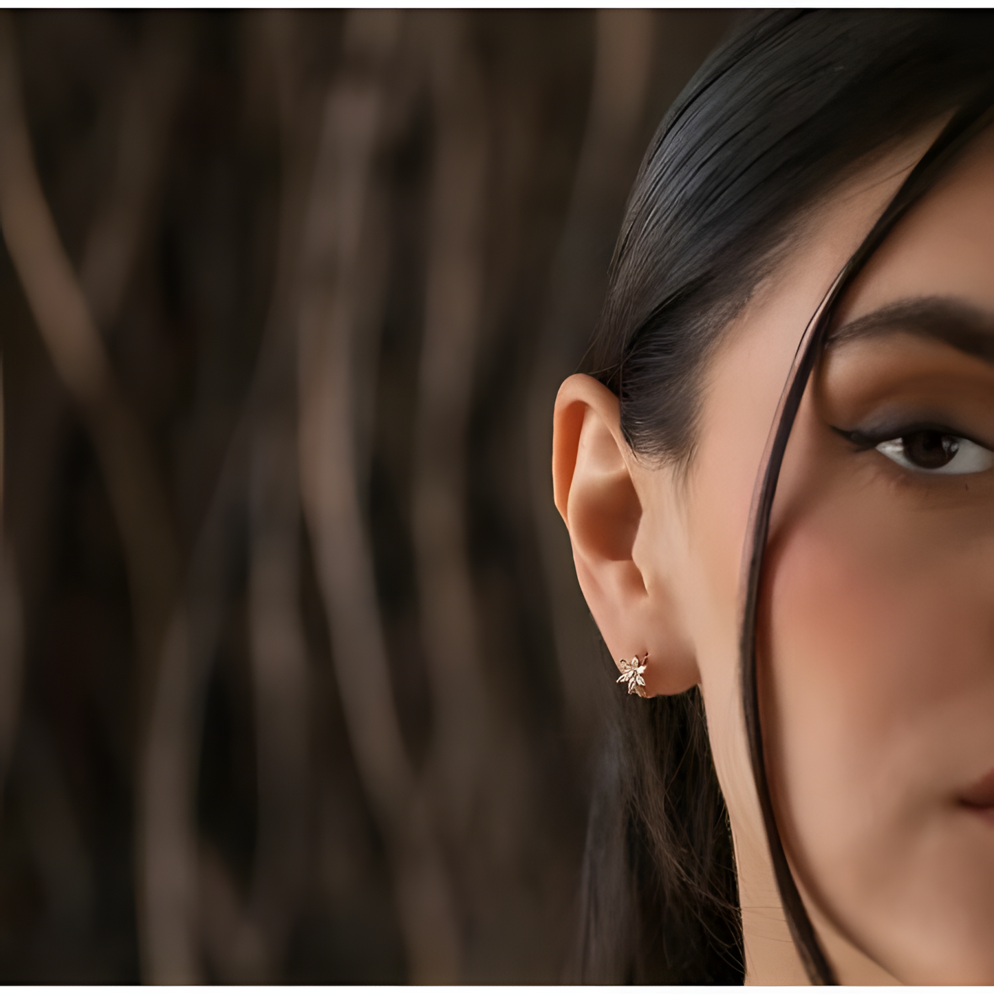 Blooming Zircon Flower Sterling Silver Gold Hoops Earring