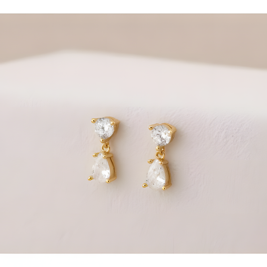 Captivating Brilliance Zircon Drop Gold Earrings