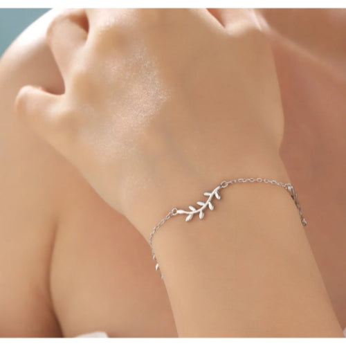 Elegant Leaf Sterling Silver Bracelet
