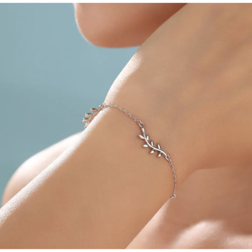 Elegant Leaf Sterling Silver Bracelet