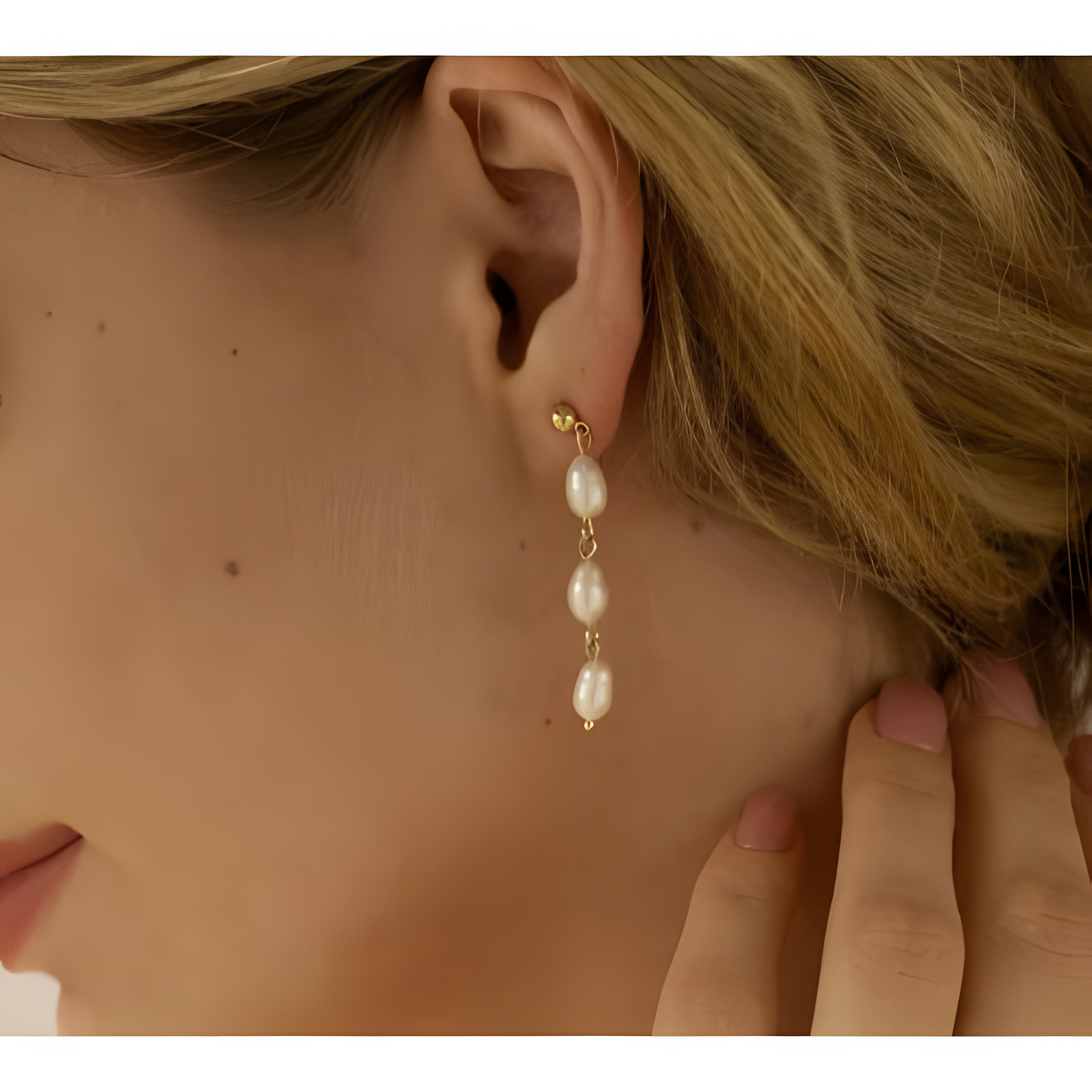 Enchanting Grace Pearl Long Drops Earrings