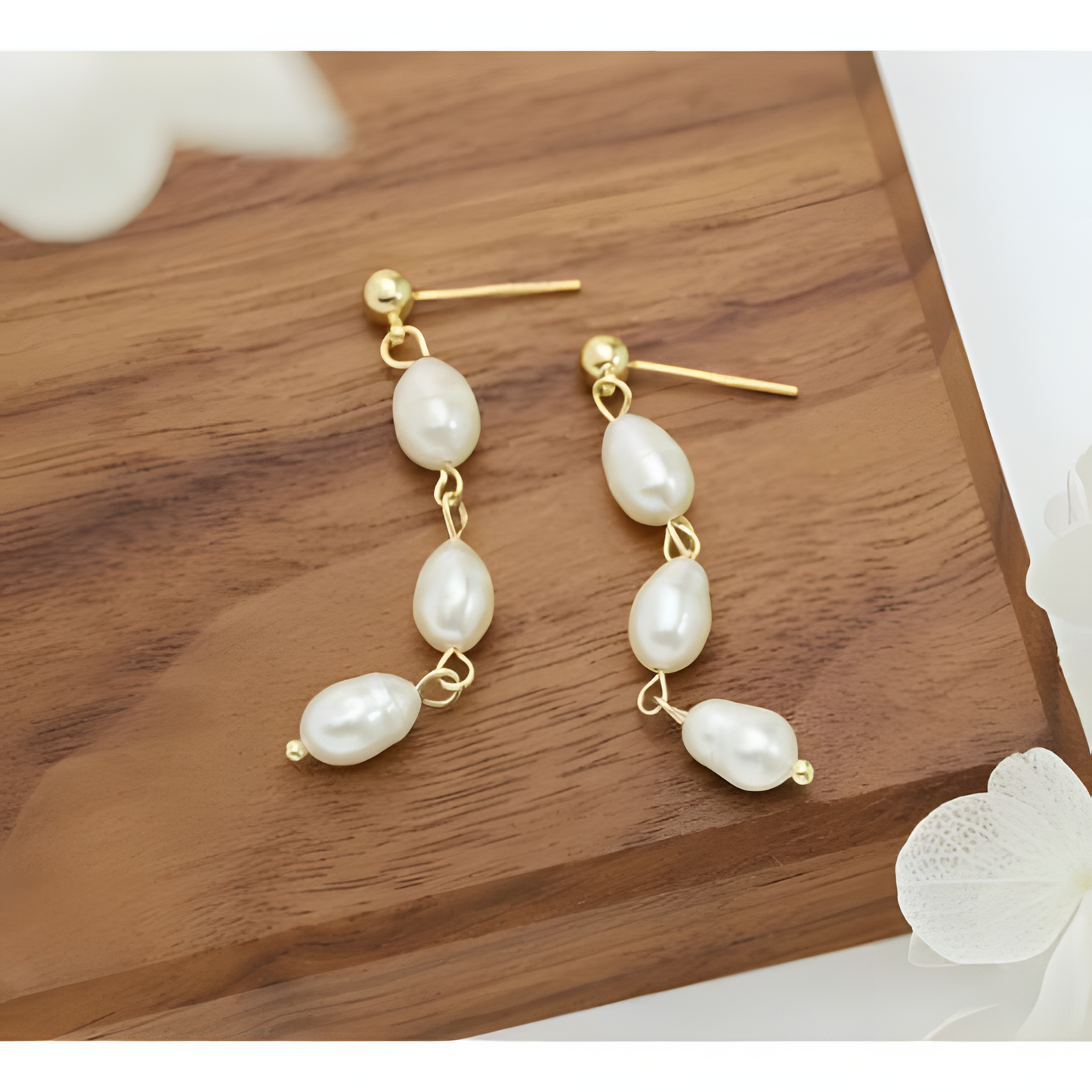 Enchanting Grace Pearl Long Drops Earrings