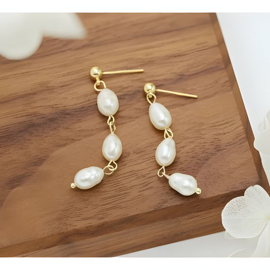 Enchanting Grace Pearl Long Drops Earrings