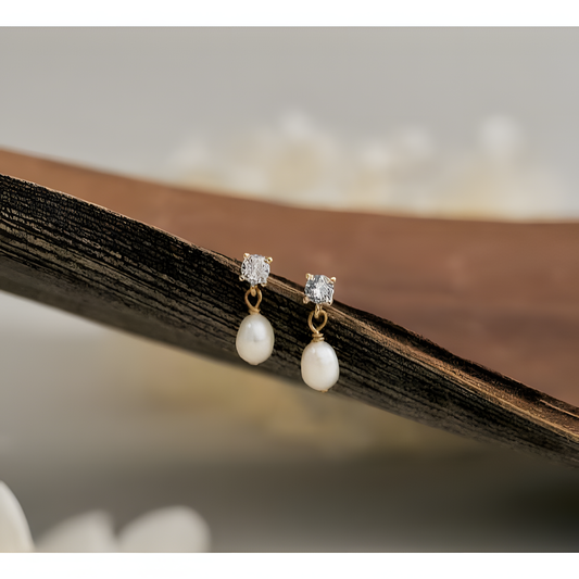 Radiant Fusion Zircon & Pearl Gold Earrings