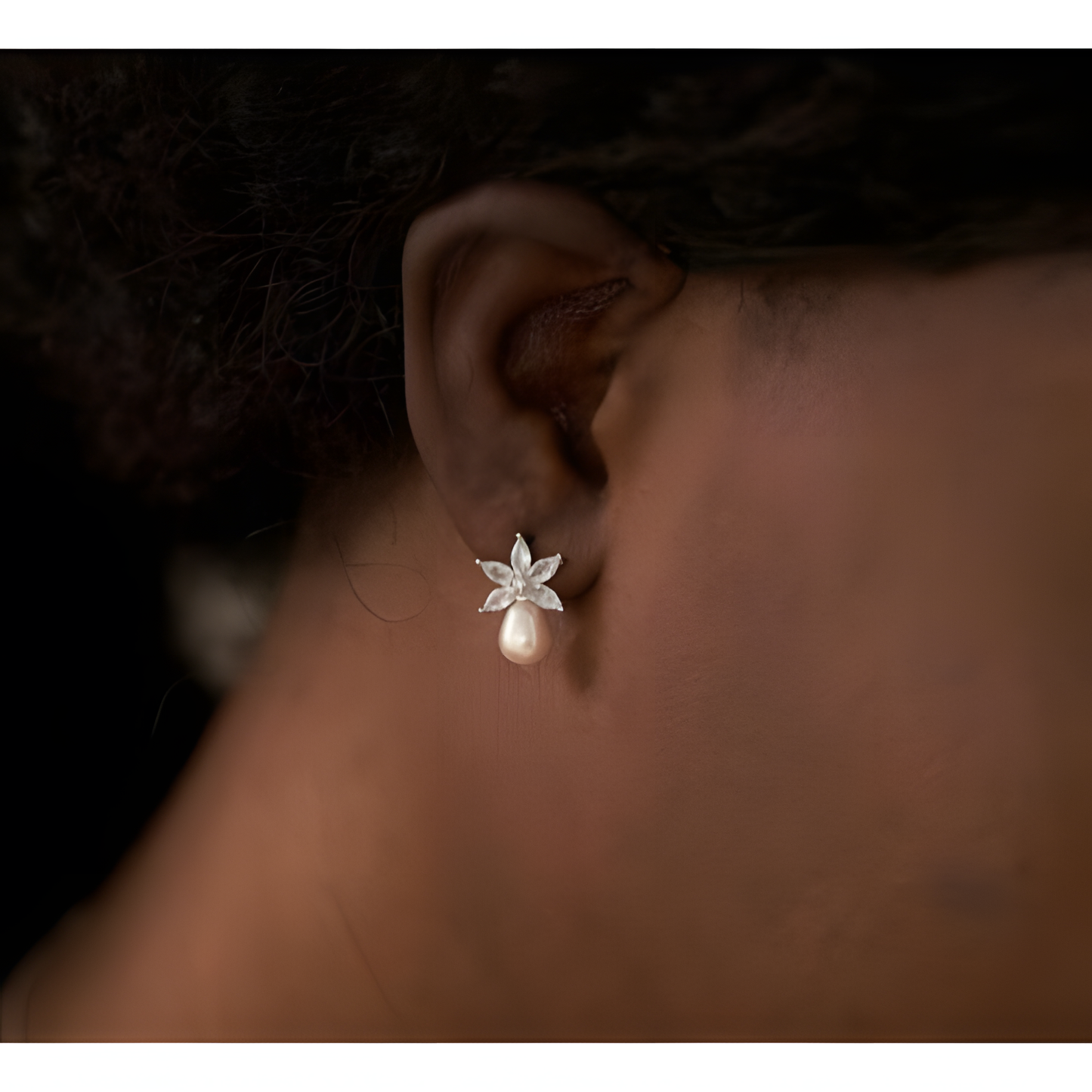 Enchanted Bloom Pearl Flower Silver Earrings