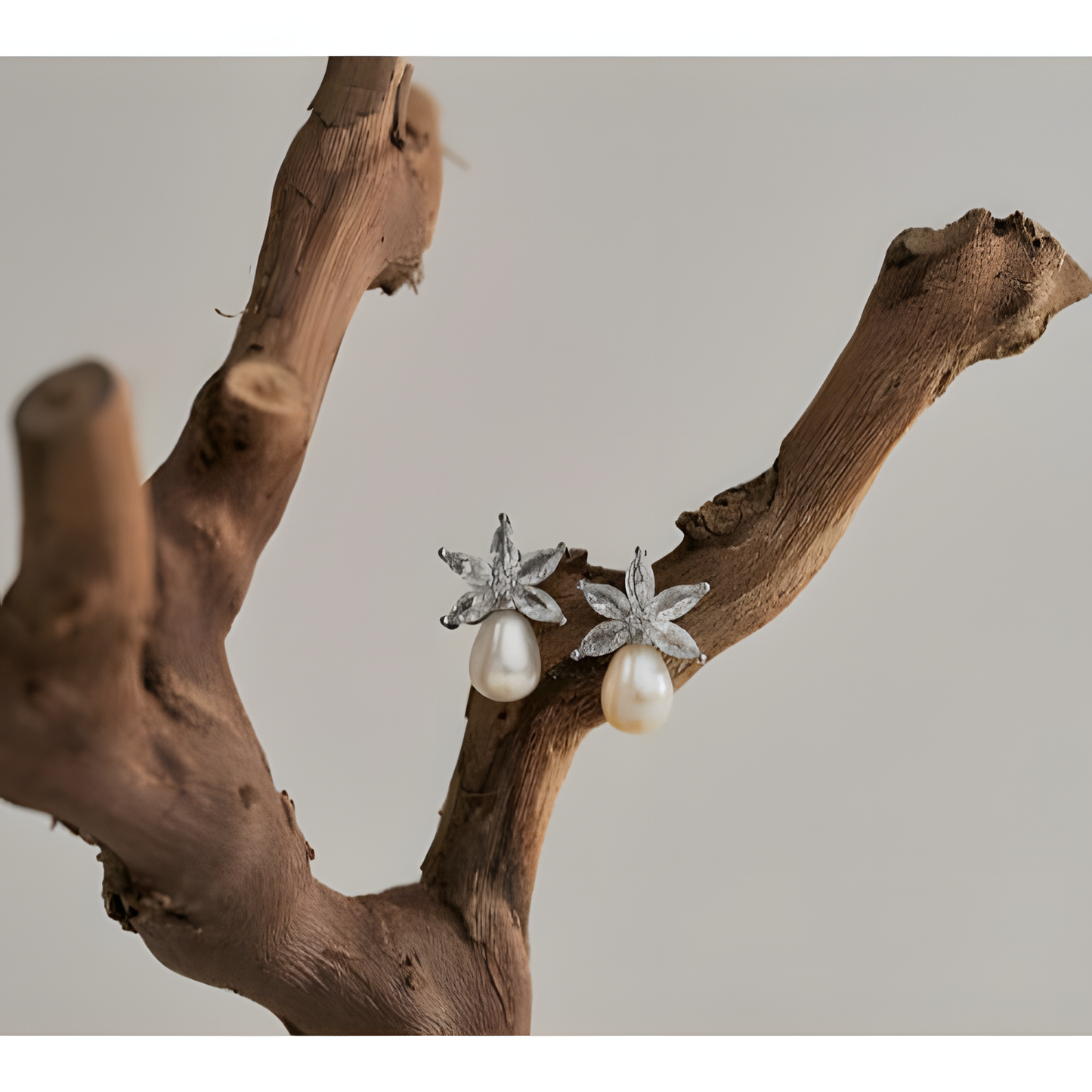 Enchanted Bloom Pearl Flower Silver Earrings