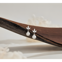 Magical Pearl Leaf Drop Earrings