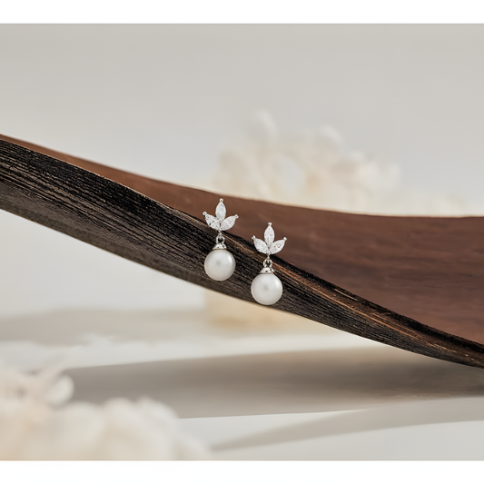 Magical Pearl Leaf Drop Earrings