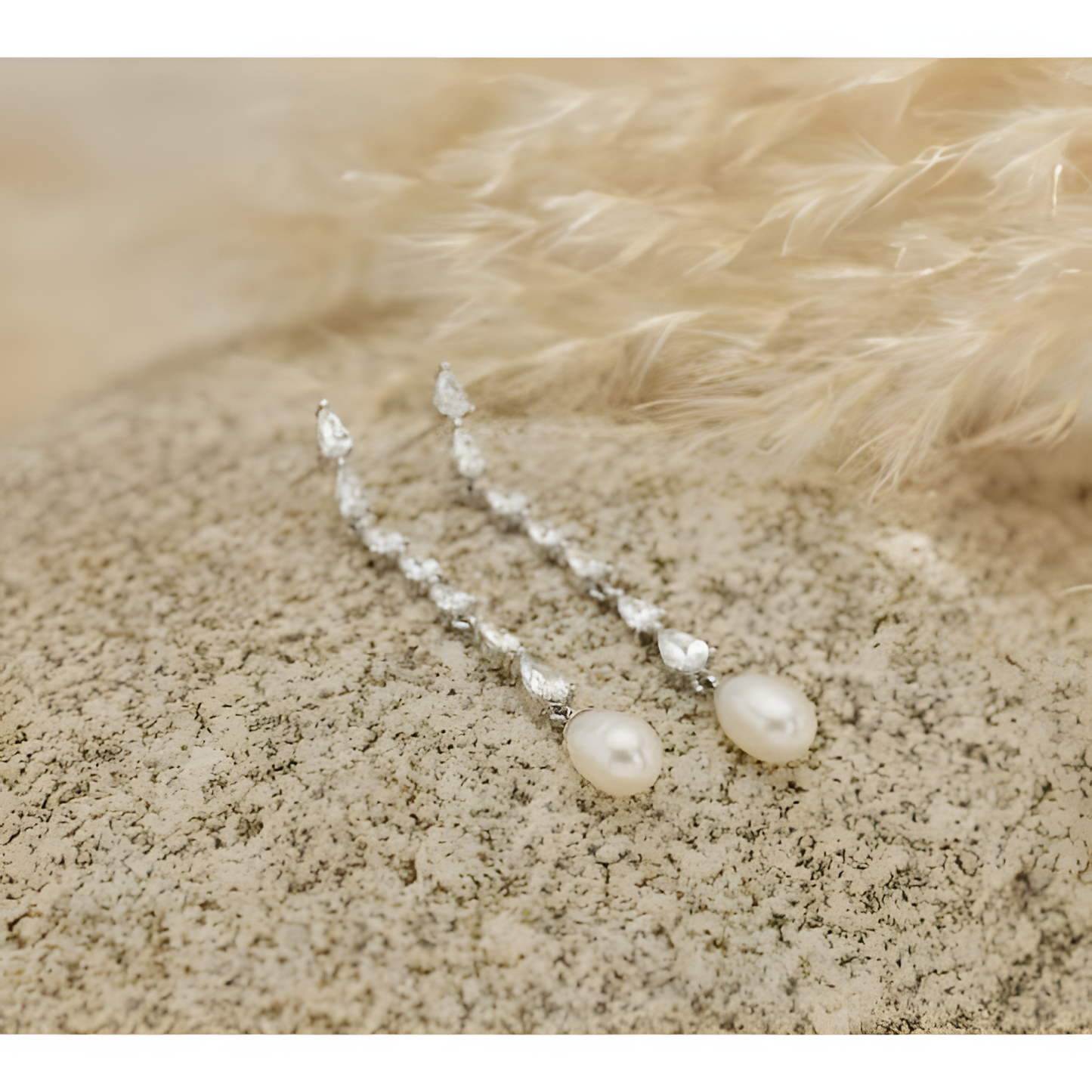 Glowing Opulence Long Zircon Pearl Earrings