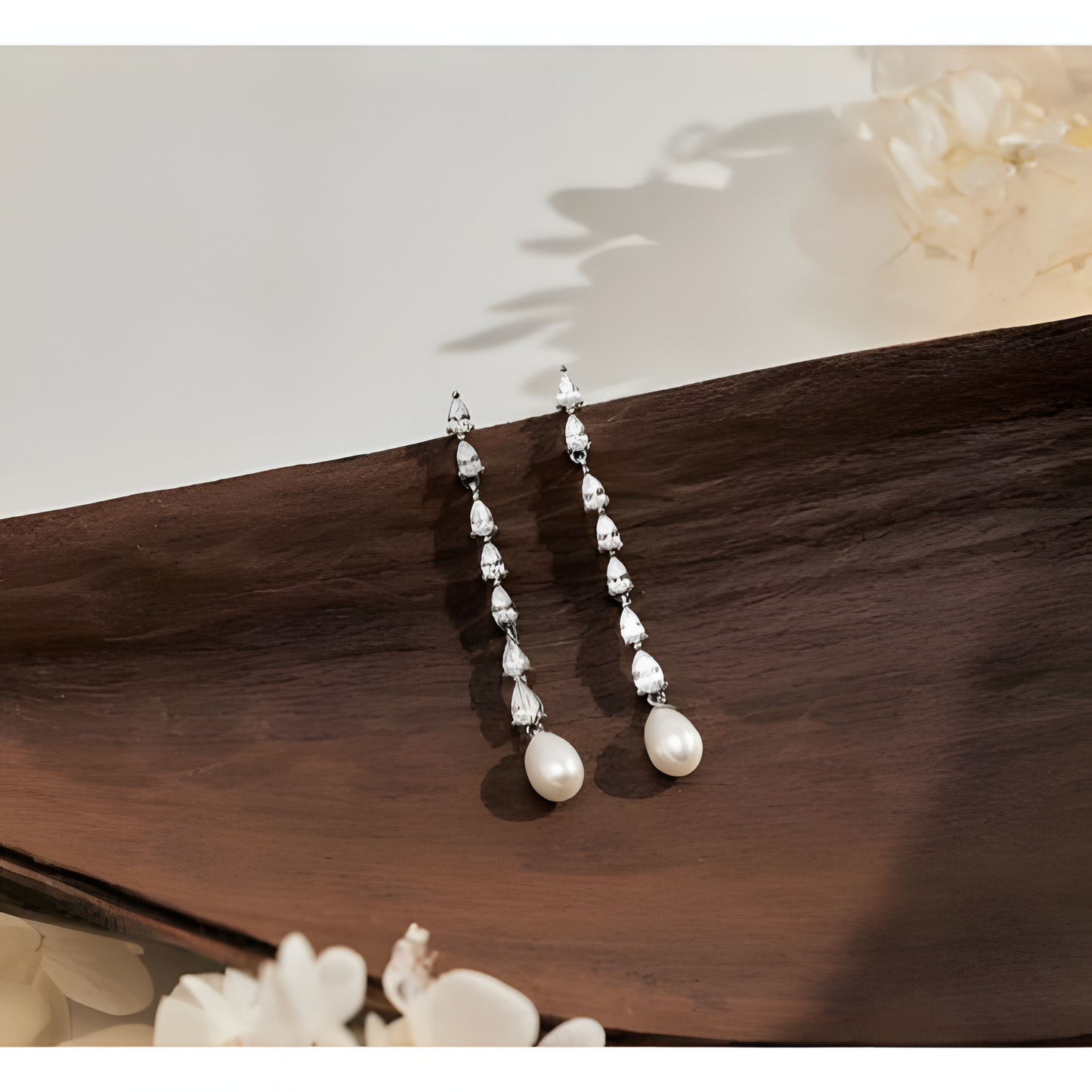 Glowing Opulence Long Zircon Pearl Earrings