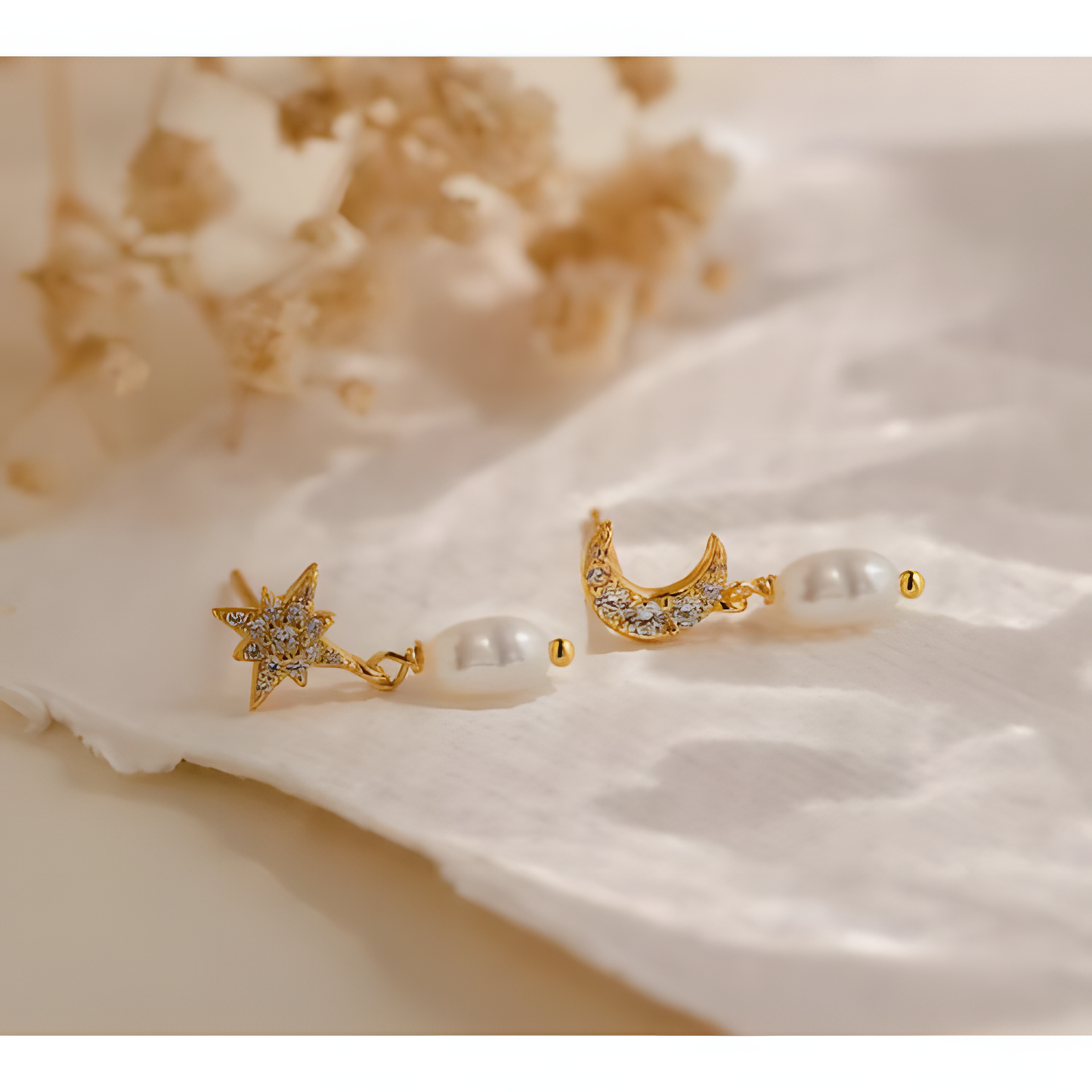 Enchanted Sky Moon Stary Pearl Earrings