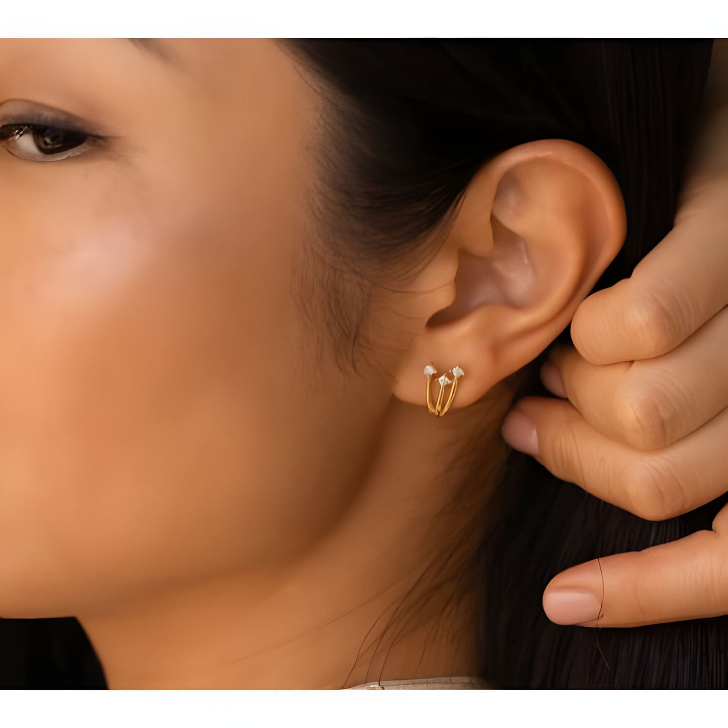 Glorious Shine Triple Zircon Earrings