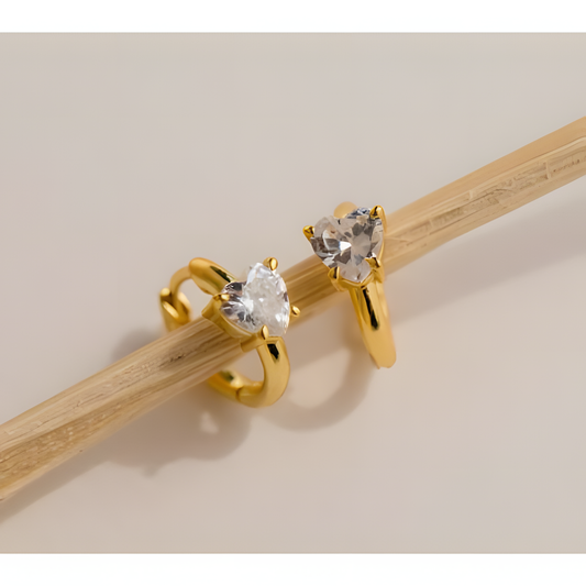 Sparkling Love Heart Zircon Huggies Earring