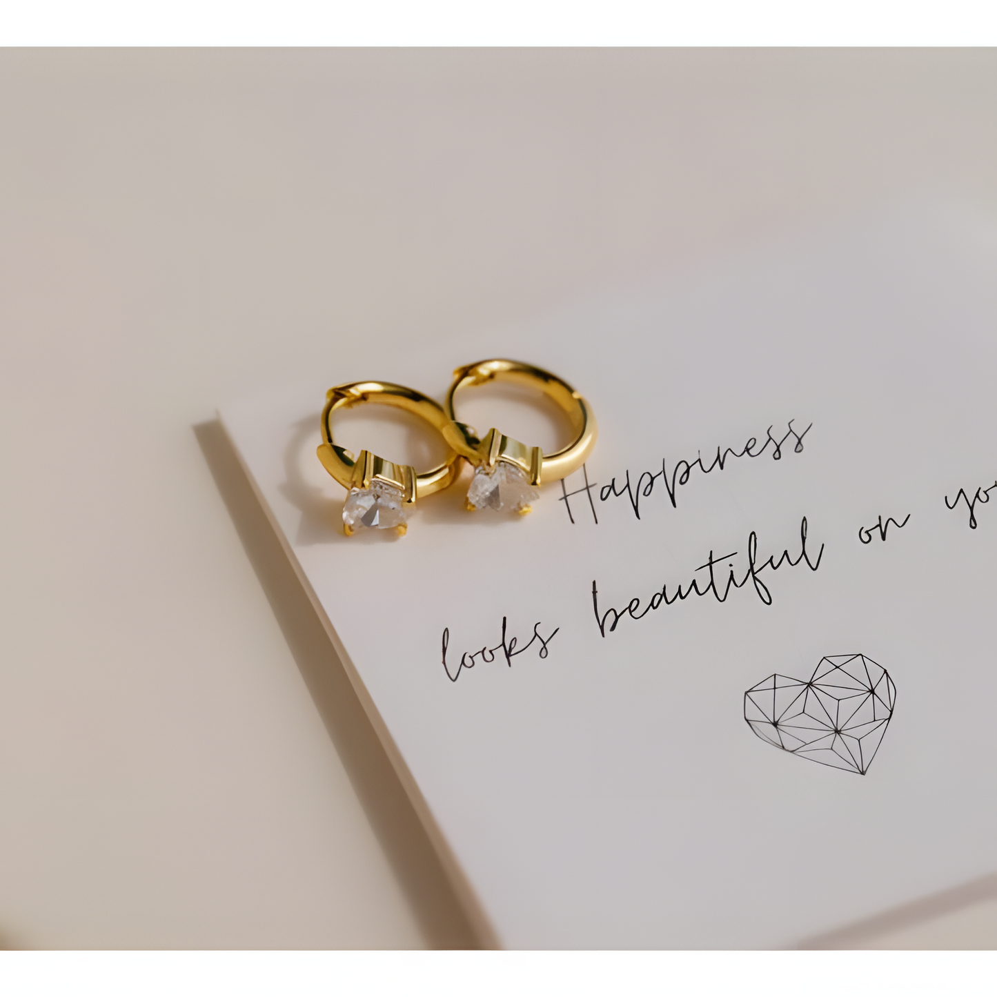 Sparkling Love Heart Zircon Huggies Earring