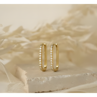 Captivating Sparkle Zircon Bar Huggies Earrings