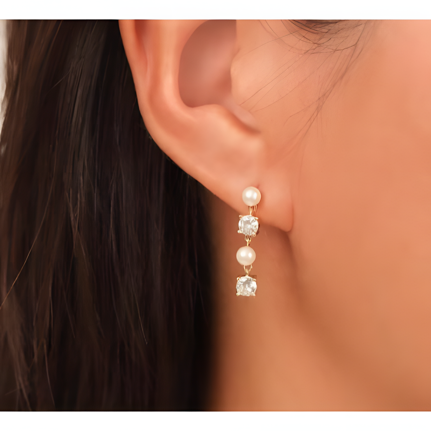 Radiant Pearl & Zircon Dangle Earrings