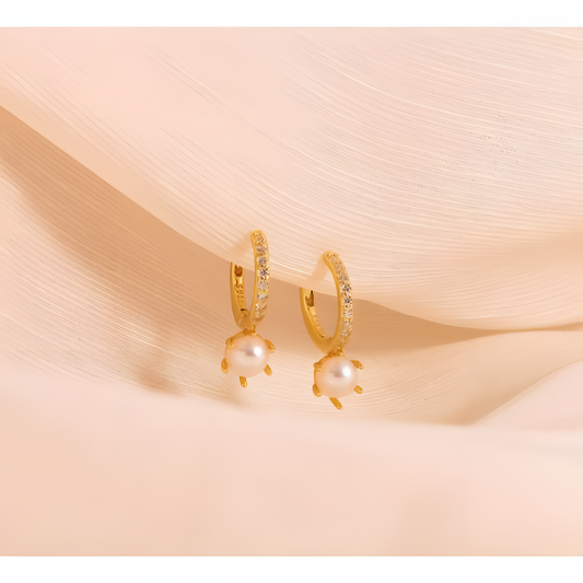 Regal Pearl Hoop Earrings