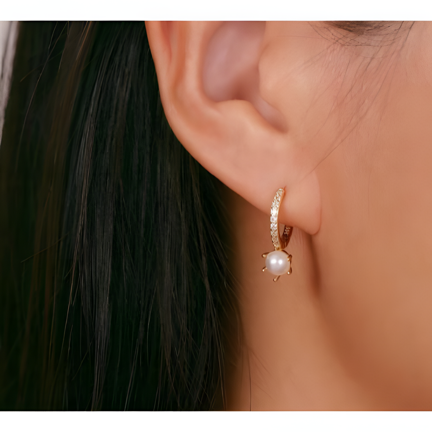 Regal Pearl Hoop Earrings