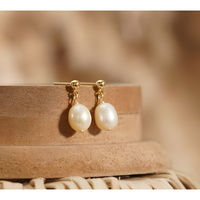 Refined Pearl Hoop Earrings