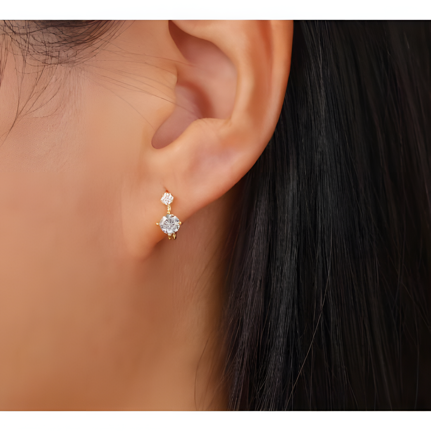 Double Shine Zircon Hoop Earrings