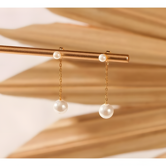 Dainty Pearl Chain Earrings