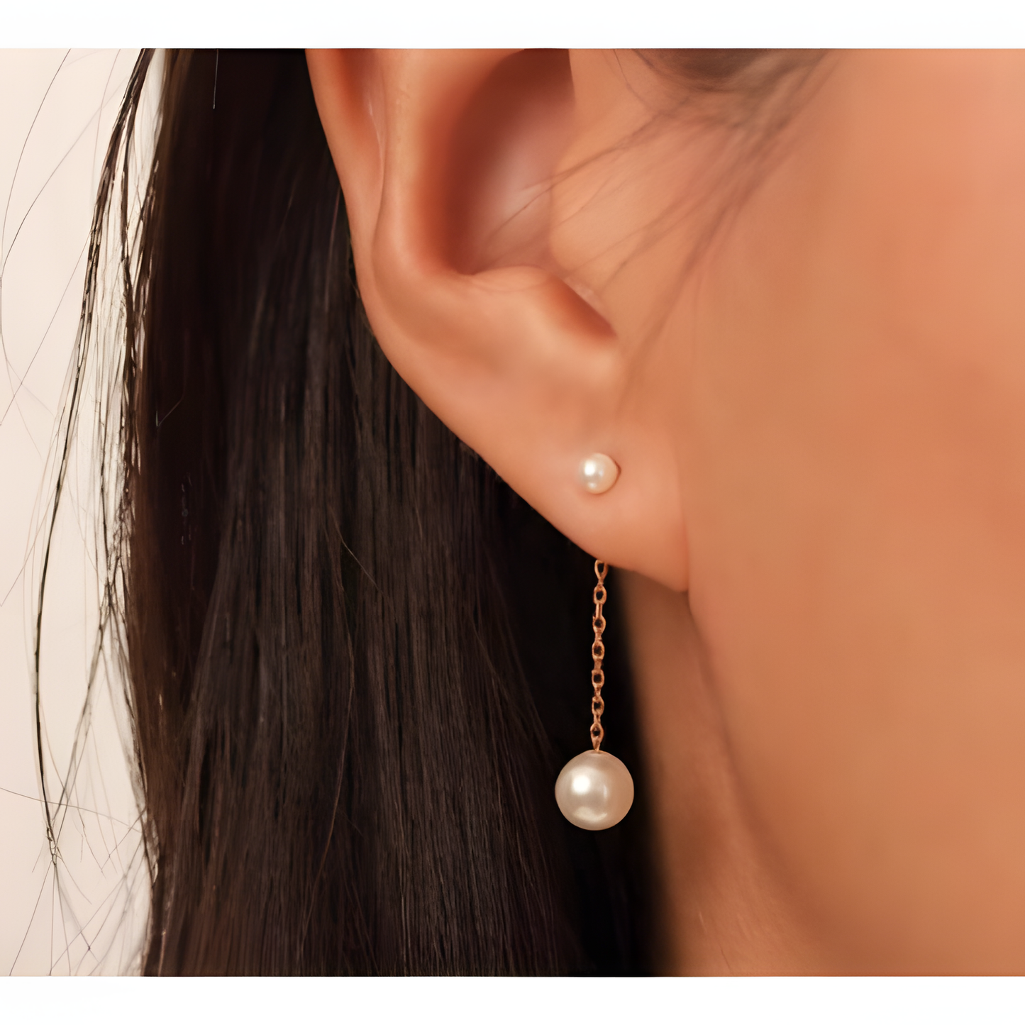 Dainty Pearl Chain Earrings
