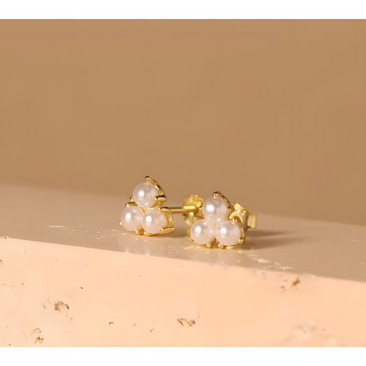 Power Trio Pearl Studs Earrings