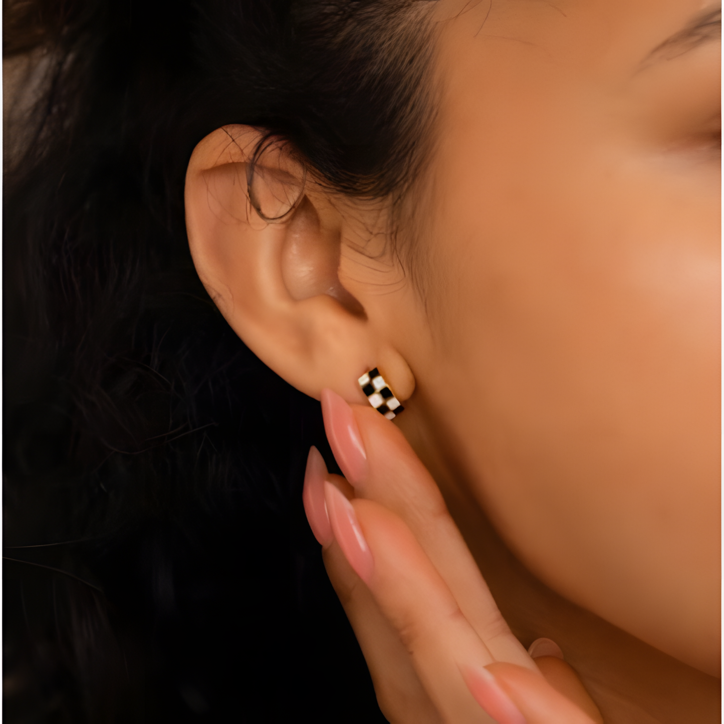 Bold Checkered Hoop Earrings