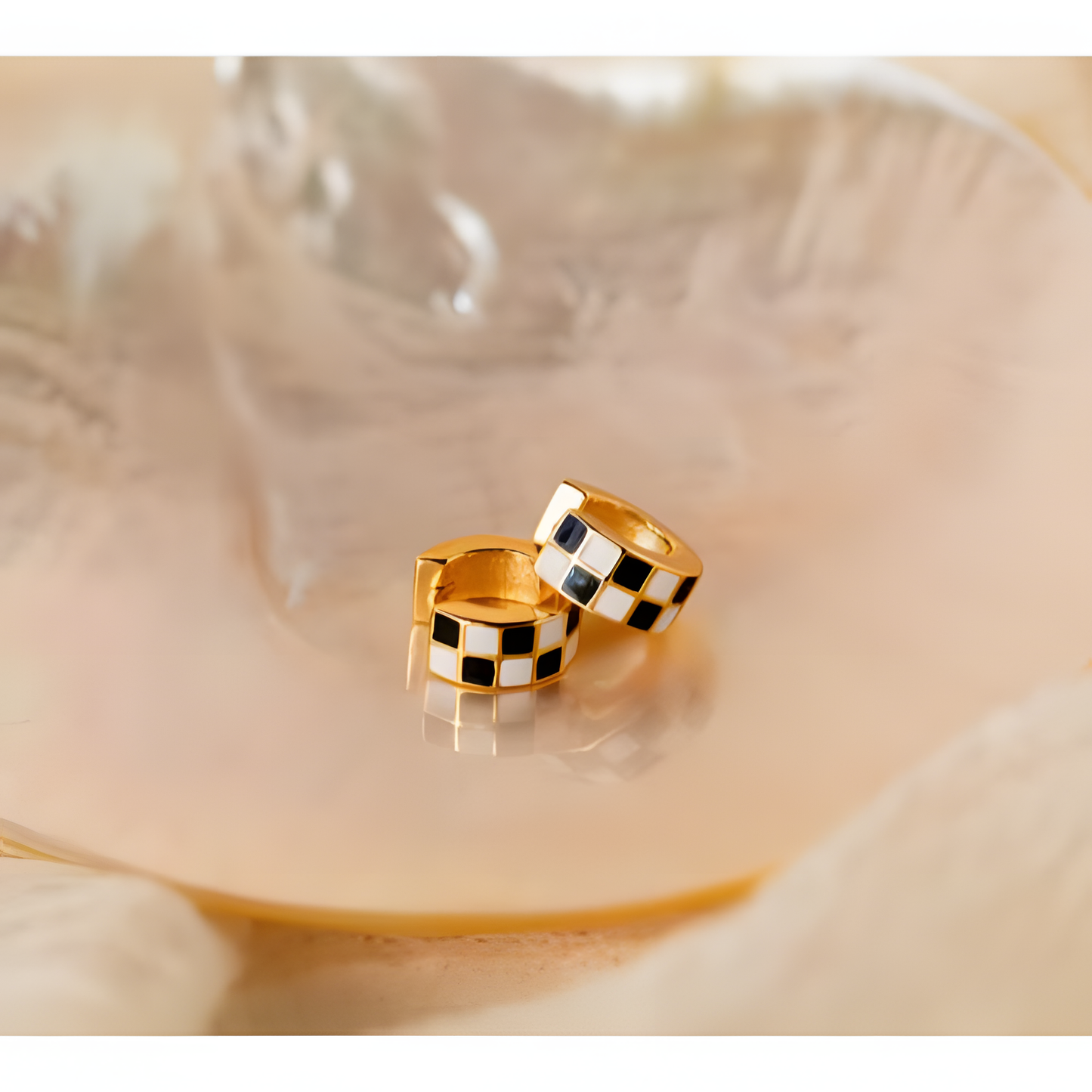 Bold Checkered Hoop Earrings