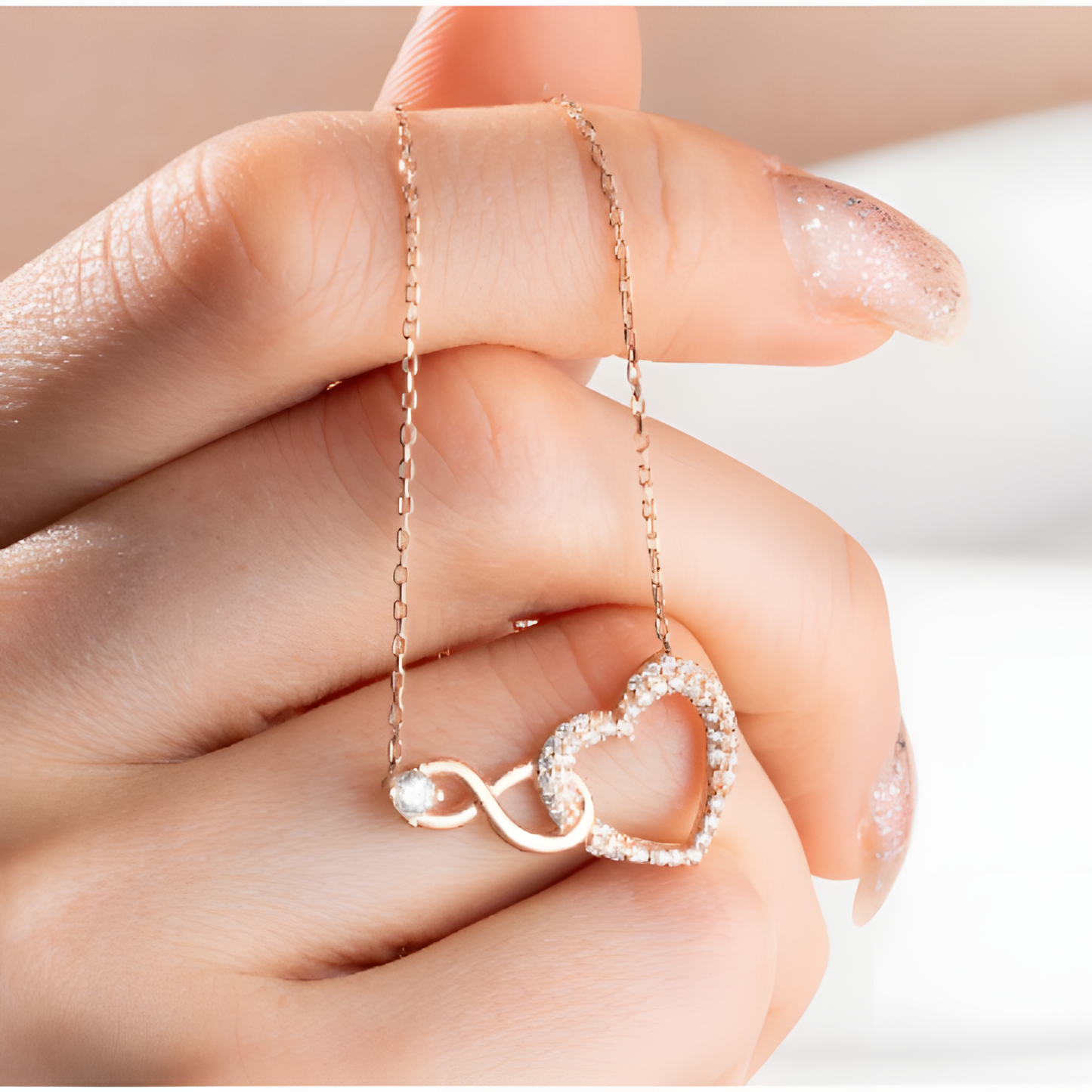 Infinity Endless Love Heart Golden Necklace