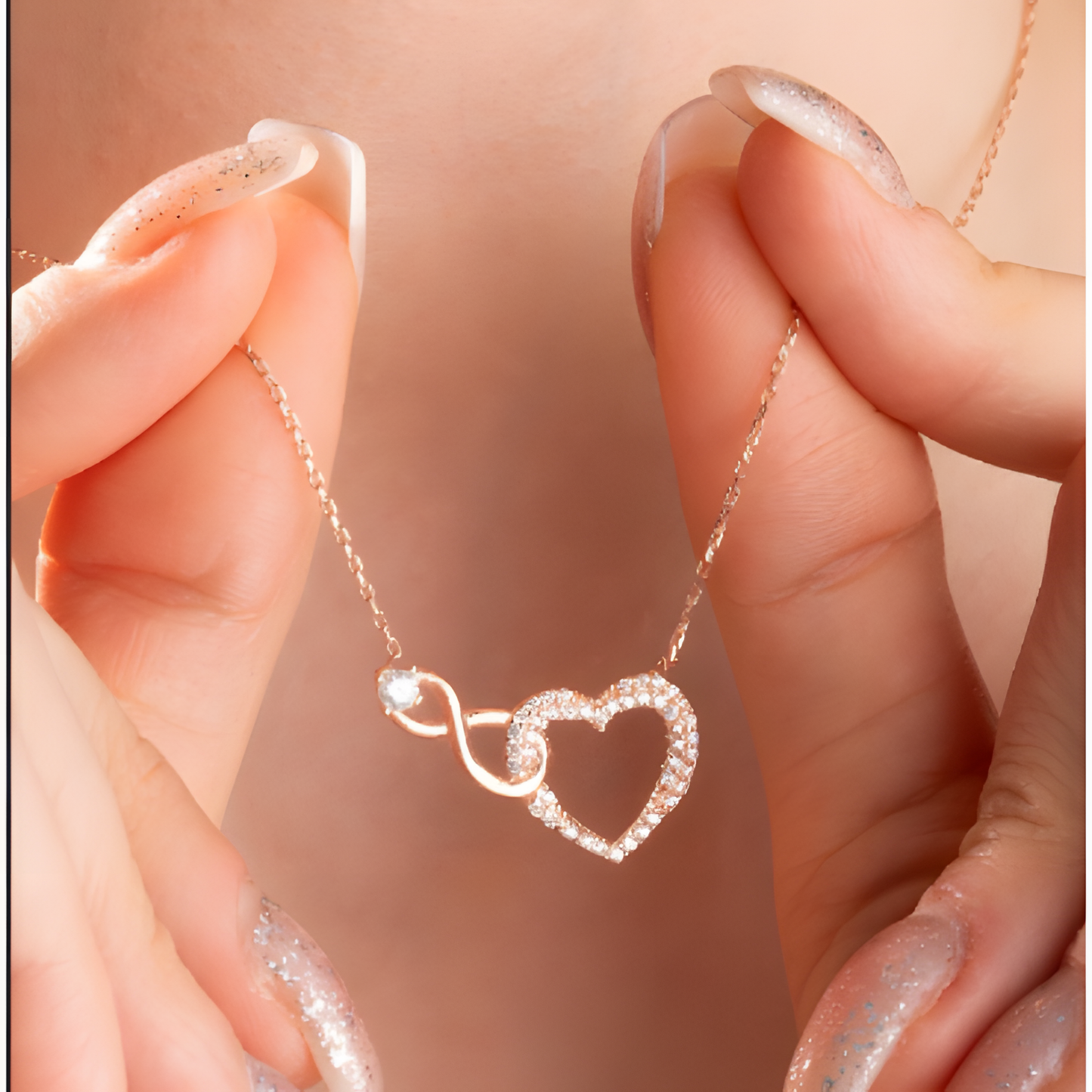Infinity Endless Love Heart Golden Necklace
