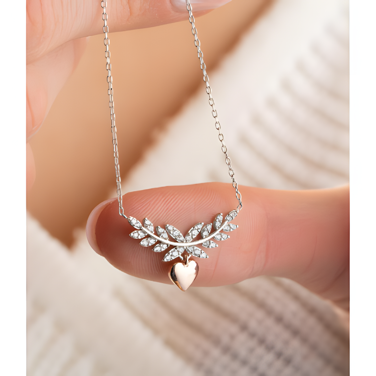 Heart Flowery Blooms Golden Necklace