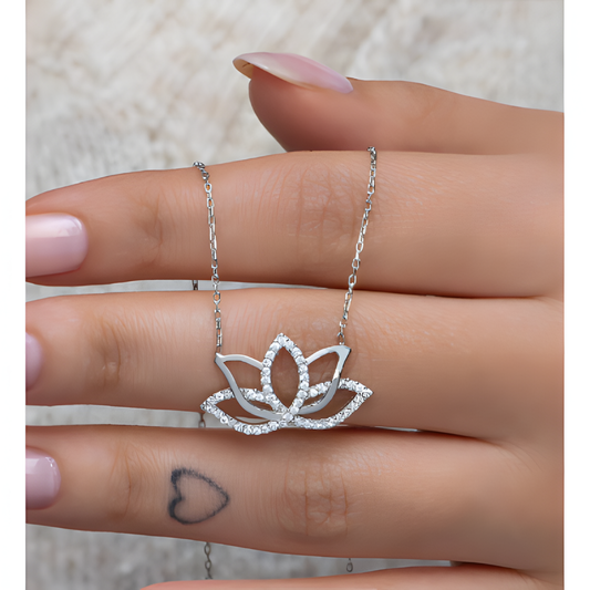 Serenity Lotus Bloom Silver Necklace