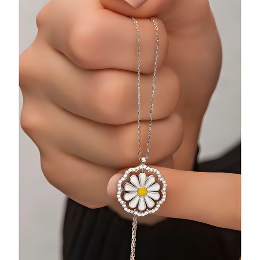Radiant Cheer Sunflower Silver Necklace