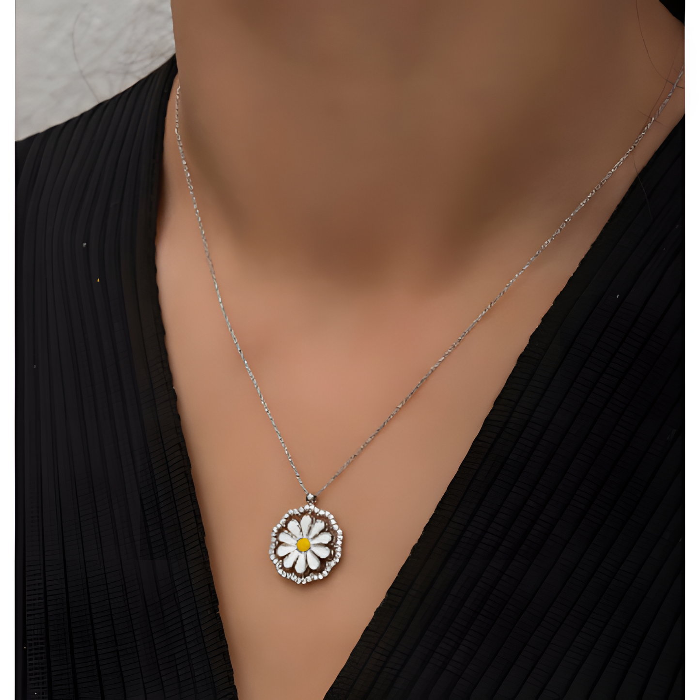 Radiant Cheer Sunflower Silver Necklace