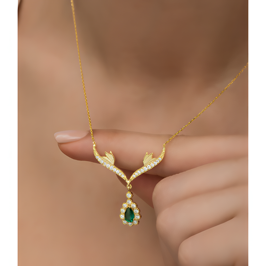 Regal Elegance Crown Golden Necklace