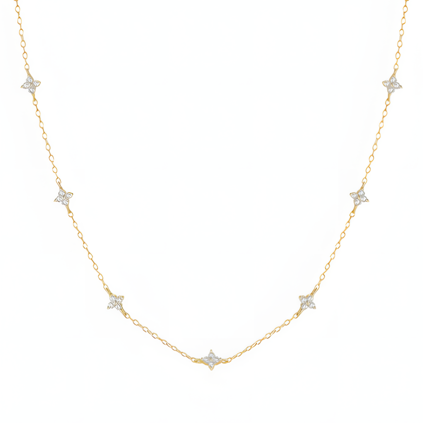 Moonlit Flower Blooming Elegance Silver Necklace