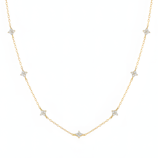 Moonlit Flower Blooming Elegance Silver Necklace